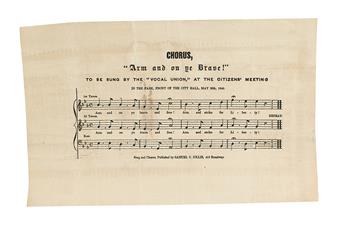 (MEXICAN WAR.) Morris, George Pope. Pair of broadside printings of the patriotic anthem Arm and On!